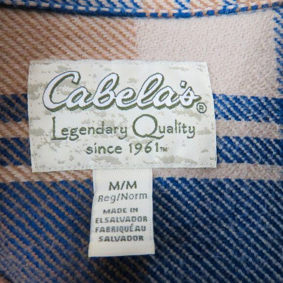 Cabela's Men's Legendary Quality Yellow & Blue Flannel Button Down Shirt Medium - Picture 3 of 4